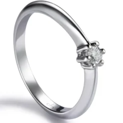 Solitario "Ginebra" de oro blanco con diamante talla brillante 0.07 quilates