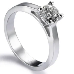 Solitario "Julia" de oro blanco con diamante talla brillante 0.51 quilates