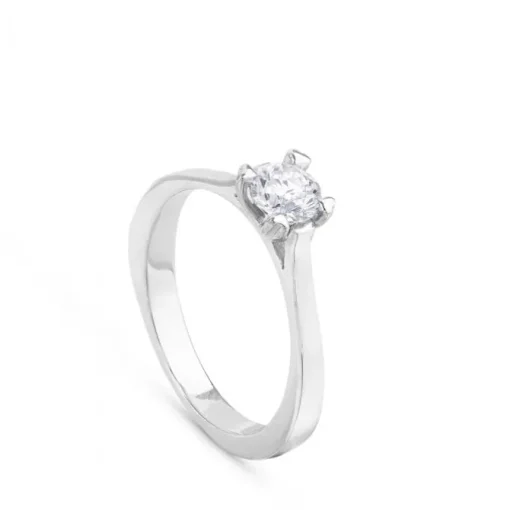 Solitario "Julieta" de oro blanco con diamante talla brillante de 0.25 quilates