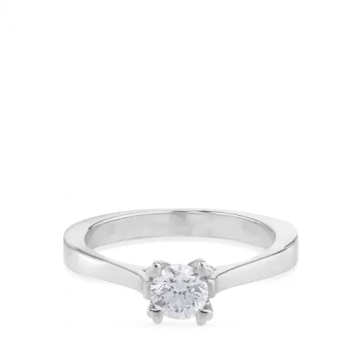 Solitario "Julieta" de oro blanco con diamante talla brillante de 0.25 quilates