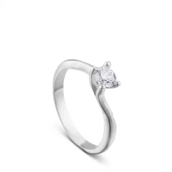 Solitario "Leticia" de oro blanco con diamante talla brillante de 0.32 quilates