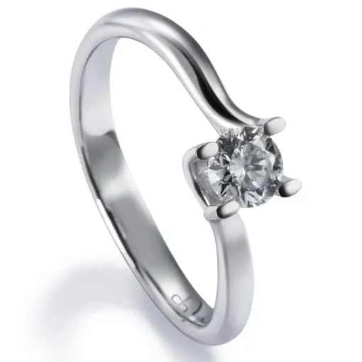 Solitario "Leticia" de oro blanco con diamante talla brillante 0.07 quilates