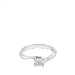 Solitario "Leticia" de oro blanco con diamante talla brillante de 0.32 quilates
