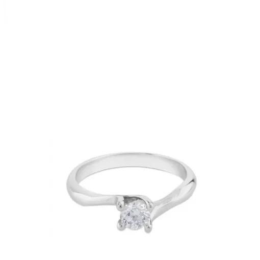 Solitario "Leticia" de oro blanco con diamante talla brillante de 0.32 quilates