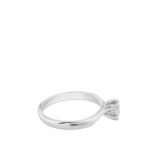 Solitario "Leticia" de oro blanco con diamante talla brillante de 0.32 quilates