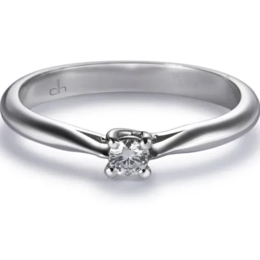 Solitario "Olivia" de oro blanco con diamante talla brillante 0.08 quilates