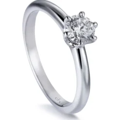 Solitario "Sabrina" de oro blanco con diamante talla brillante 0.54 quilates