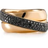 Sortija ancha de oro rosa con diamantes negros