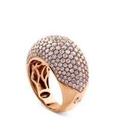 Sortija ancha de oro rosa con pavé de diamantes
