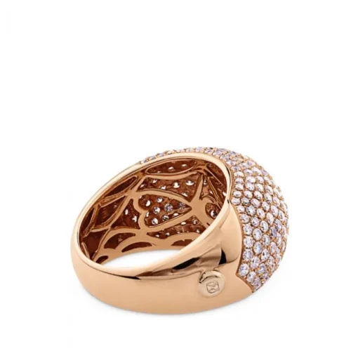 Sortija ancha de oro rosa con pavé de diamantes