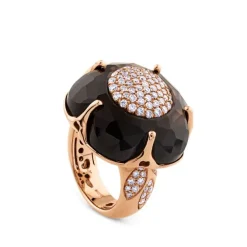 Sortija Bon ton de oro rosa con Onix y pavé de diamantes