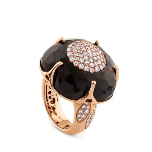 Sortija Bon ton de oro rosa con Onix y pavé de diamantes