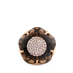Sortija Bon ton de oro rosa con Onix y pavé de diamantes