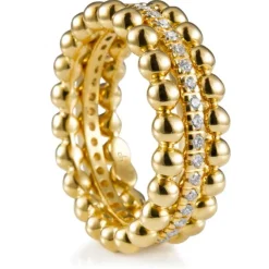 Sortija "Bubbles" de oro amarillo con hilera de diamantes en garra