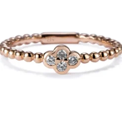 Sortija "Bubbles" de oro rosa con 4 diamantes en chatón