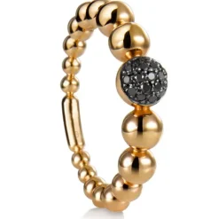 Sortija "Bubbles" de oro rosa con diamantes negros