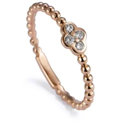 Sortija "Bubbles" de oro rosa con 4 diamantes en chatón