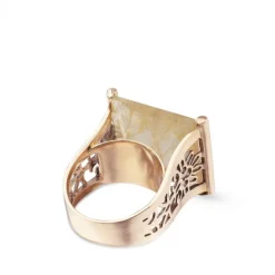 Sortija 'By You' de oro rosa con cuarzo rutilado y diamantes laterales negros