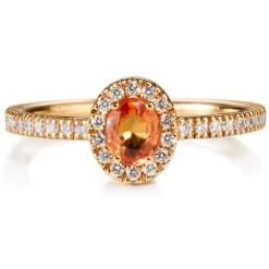 Sortija "Caramelo" de oro rosa con Zafiro naranja y diamantes