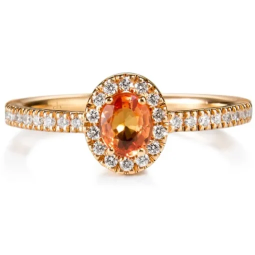 Sortija "Caramelo" de oro rosa con Zafiro naranja y diamantes