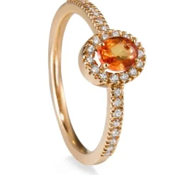 Sortija "Caramelo" de oro rosa con Zafiro naranja y diamantes
