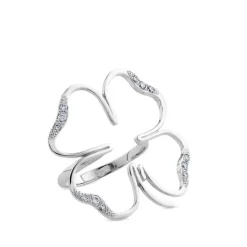Sortija cLOVEr de oro blanco y diamantes