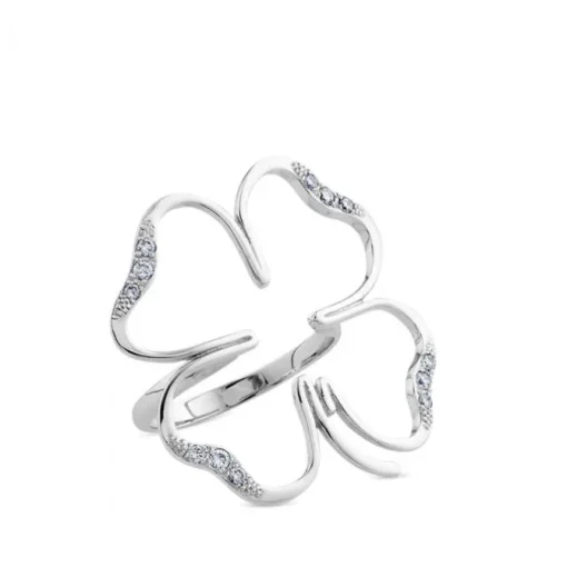 Sortija cLOVEr de oro blanco y diamantes
