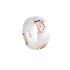 Sortija Damiani D.Icon de cerámica blanca, oro rosa y diamante
