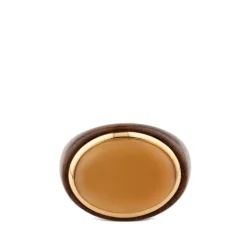 Sortija de madera marrón y oro amarillo con citrino