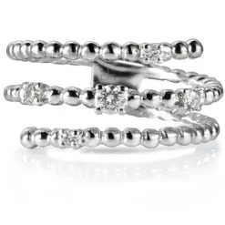 Sortija de muelle "Bubbles" de oro blanco con 5 diamantes