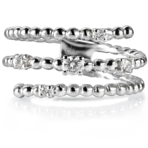 Sortija de muelle "Bubbles" de oro blanco con 5 diamantes