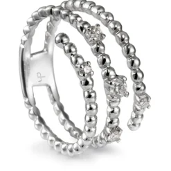 Sortija de muelle "Bubbles" de oro blanco con 5 diamantes