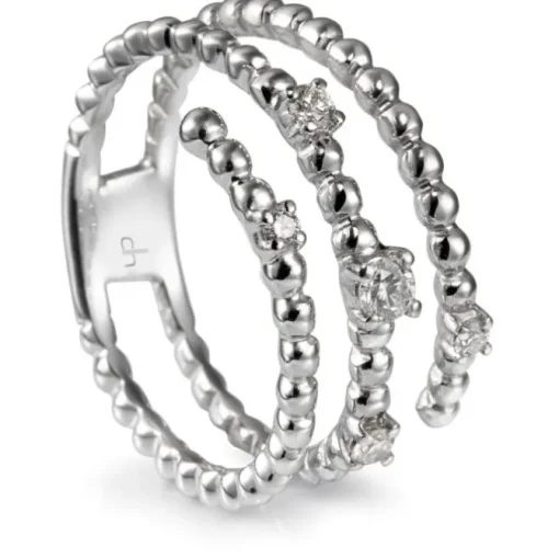 Sortija de muelle "Bubbles" de oro blanco con 5 diamantes