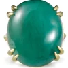Sortija de oro amarillo esmeralda cabujón oval