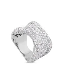 Sortija de oro blanco ancha con pavé de diamantes
