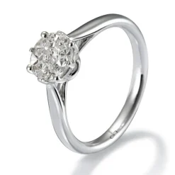 Sortija de oro blanco con diamantes y engaste invisible en 8 garras