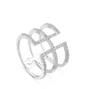 Sortija de oro blanco con hileras de diamantes