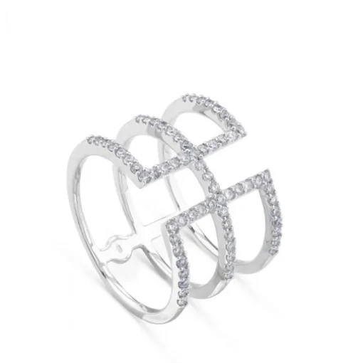 Sortija de oro blanco con hileras de diamantes