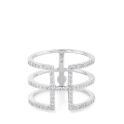 Sortija de oro blanco con hileras de diamantes
