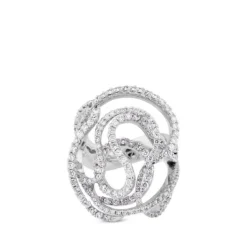 Sortija de oro blanco con curvas en pavé diamantes