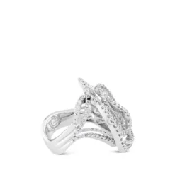 Sortija de oro blanco con curvas en pavé diamantes