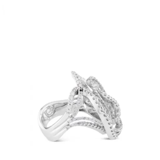 Sortija de oro blanco con curvas en pavé diamantes