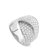 Sortija de oro blanco cruzada con pavé de diamantes