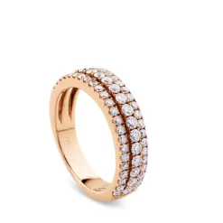 Sortija de oro rosa con 3 hileras de diamantes