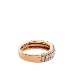 Sortija de oro rosa con 3 hileras de diamantes