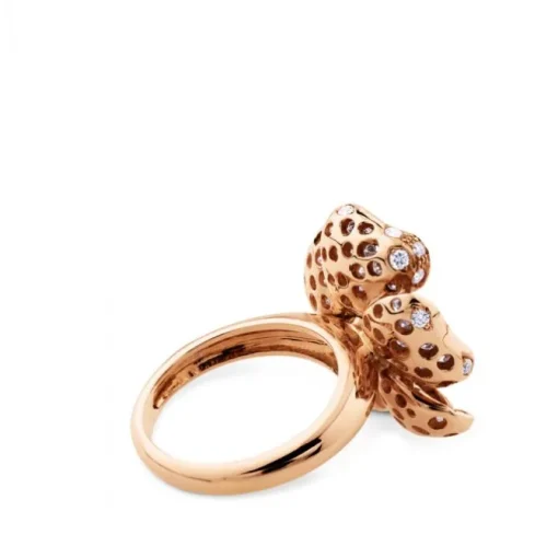 Sortija de oro rosa con flor full pavé de diamantes
