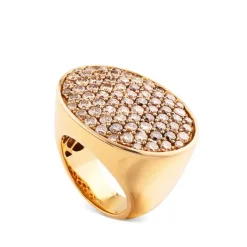 Sortija de oro rosa oval con diamantes brown