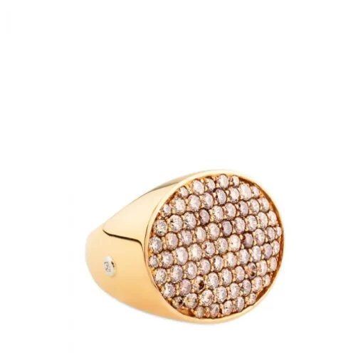 Sortija de oro rosa oval con diamantes brown
