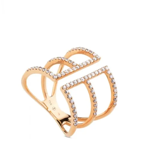 Sortija GeometriCh de oro rosa con hileras de diamantes