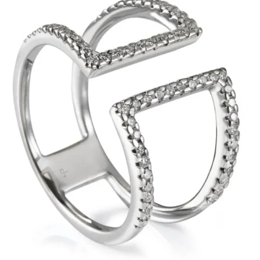 Sortija "GeometriCh" de oro blanco con diamantes